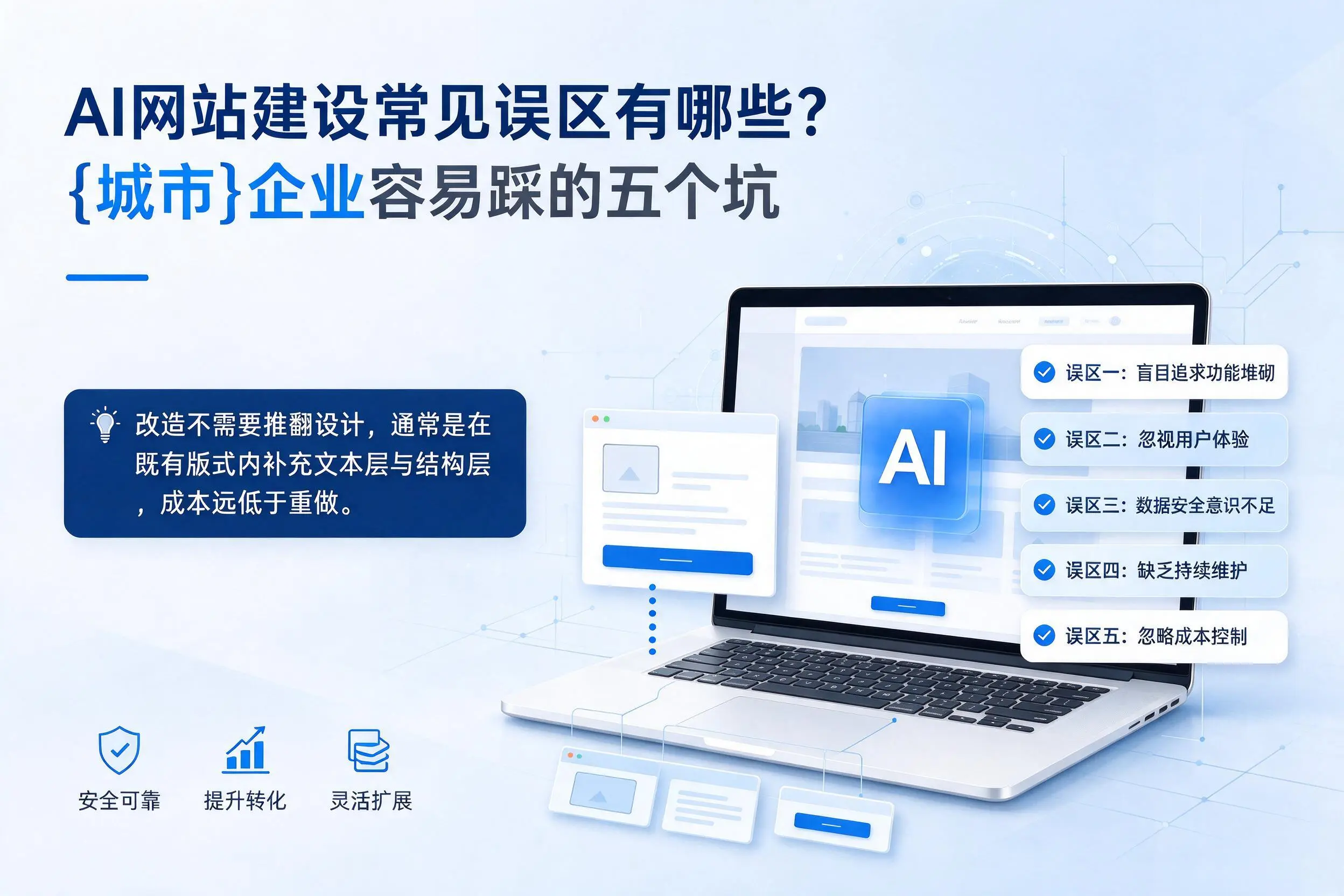 AI网站建设常见误区有哪些？江门企业容易踩的五个坑